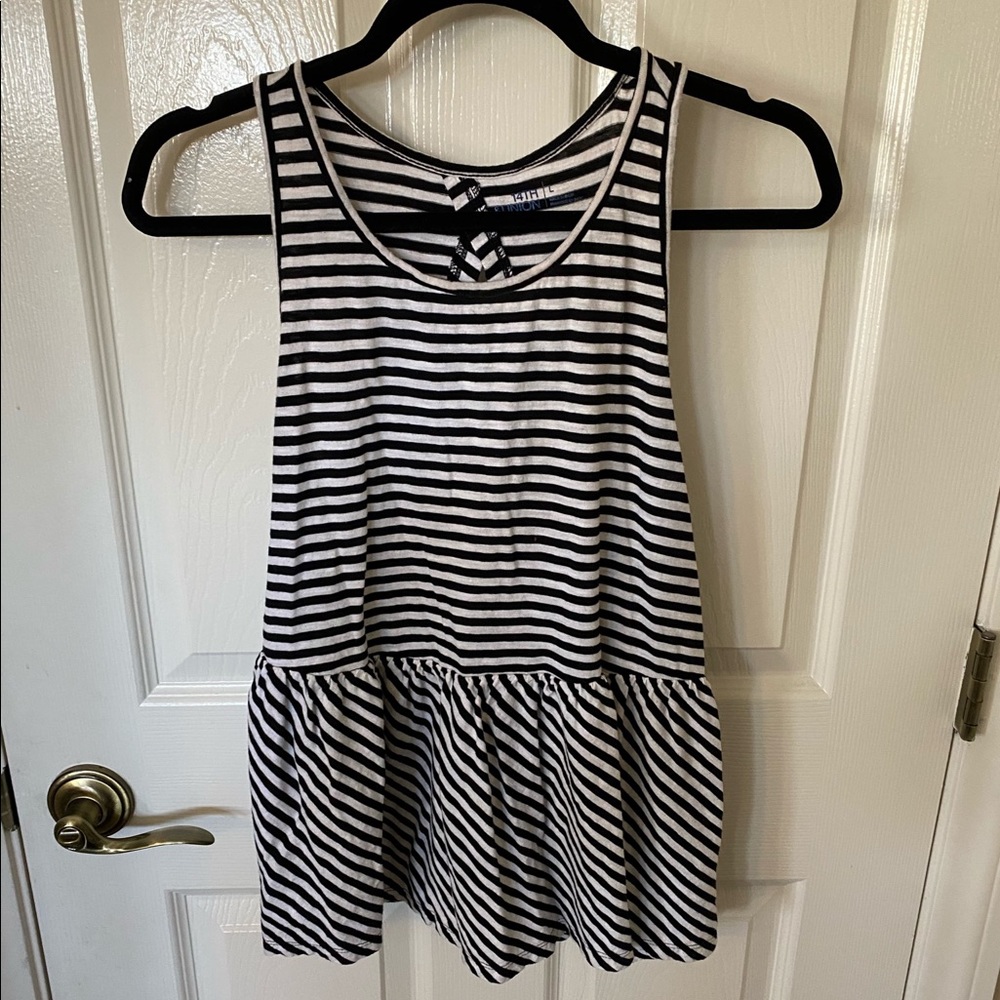 Black & White Peplum Tank | Size Large